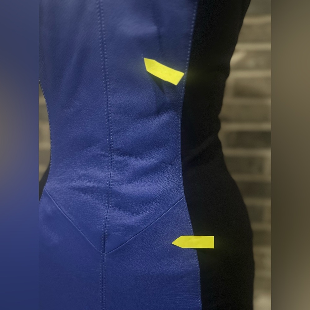 New Wilson Blue Leather and Black Lycra Dress. - Picture 10 of 14